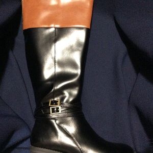 SO “Trixie” Wide Calf Black/Tan Boots - Size 6.5